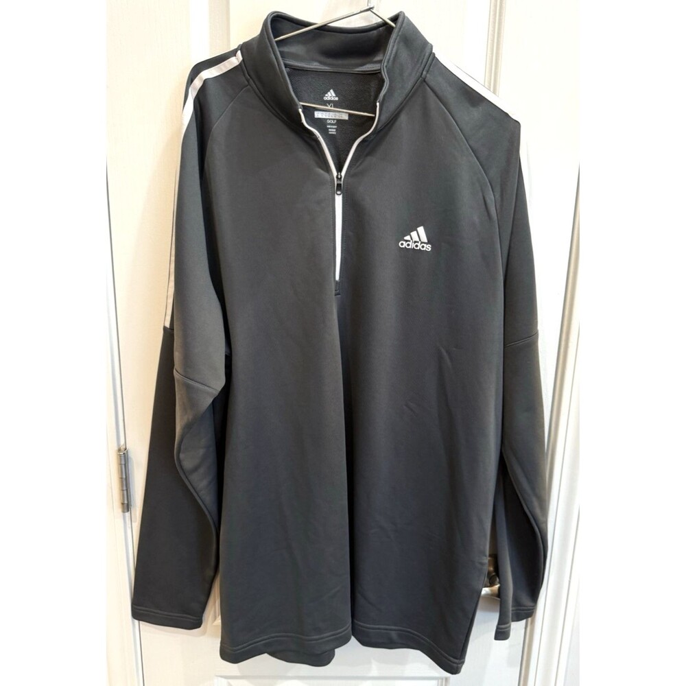 Adidas Men's Track Jacket Full-Zip Grey White 3-Stripes Pockets Size XL Pullover